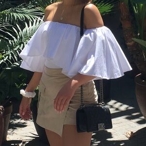 Zara White Off-Shoulder Ruffle Top